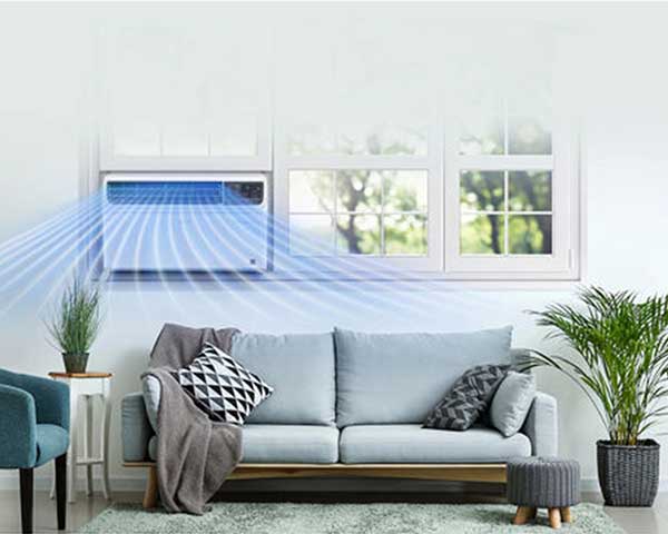 LG window air conditioner in living room