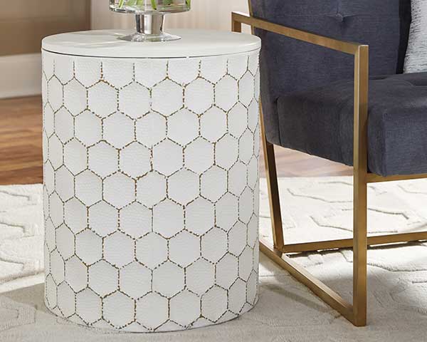 Round End Table Metal Cream
