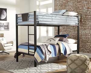 Metal Bunk Bed Twin Over Twin Black & Gray