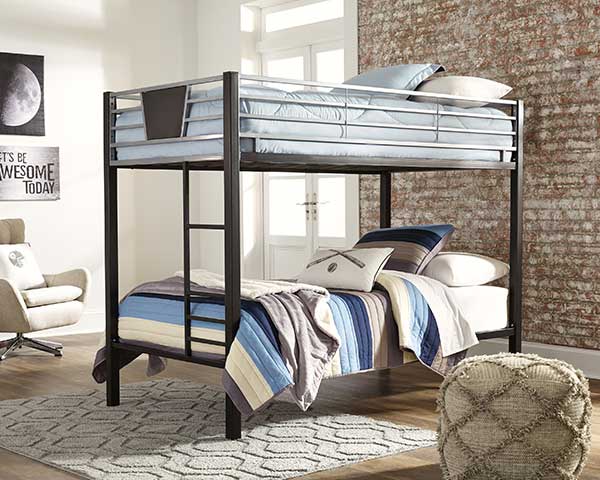 Metal Bunk Bed Twin Over Twin Black & Gray