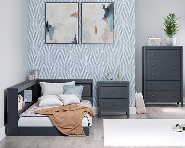 Hb-Fb-Rails Twin Bookcase Bed Blue