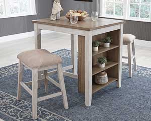 Counter-Height Dining Table With 2 Stools Light Brown