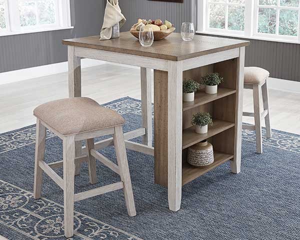 Counter-Height Dining Table With 2 Stools Light Brown