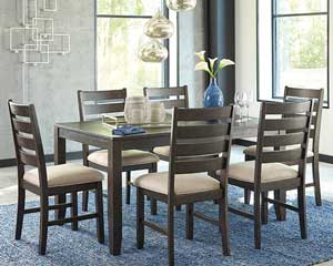 Dinette With 6 Chairs Wood Brown