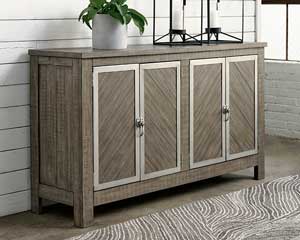 Weathered Gray Server Credenza Sideboard Buffet Cabinet