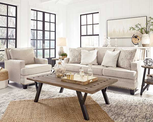 Modern Farmhouse Living Room Set Sofa With Chair In Linen second view