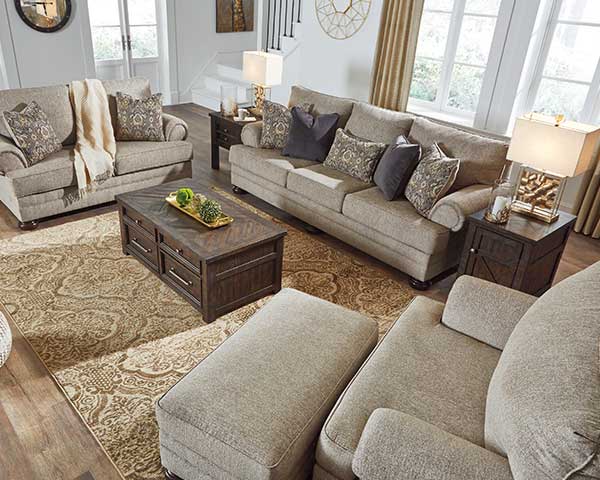 Oatmeal-Colored Sofa & Loveseat