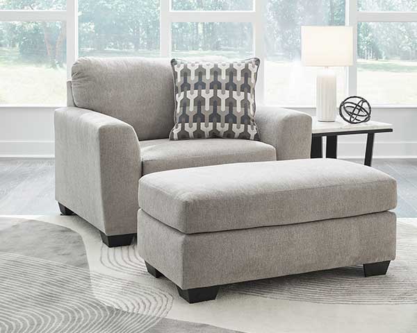 Flannel-Colored Sofa With Chair & Ottoman second view