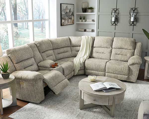 Pewter Grey Power Sectional Couch That Reclines 3 Piece