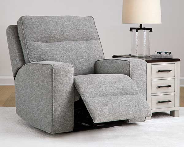 Pewter Recliner With Power Headrest