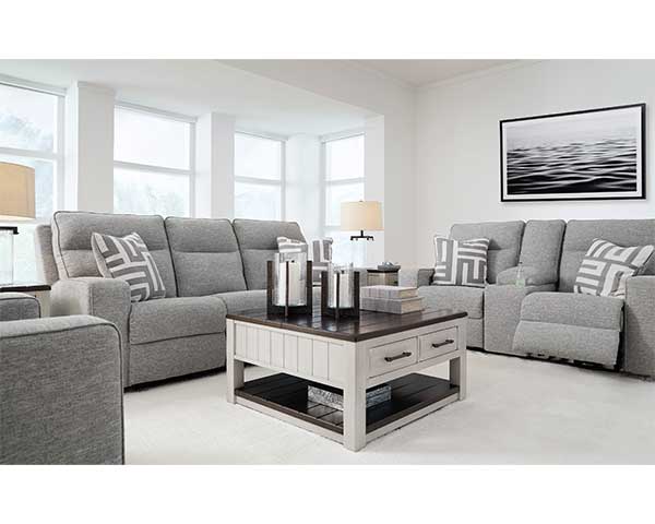 Dark Pewter Gray Sofa That Reclines second view