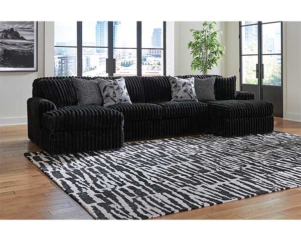 Black Sofa With Chaise Lounge second view