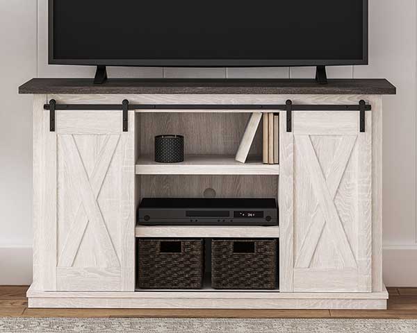 Two-Tone White Wood TV Stand second view