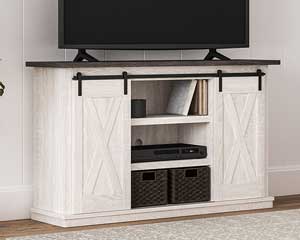 54" TV Stand Wood Two-Tone White