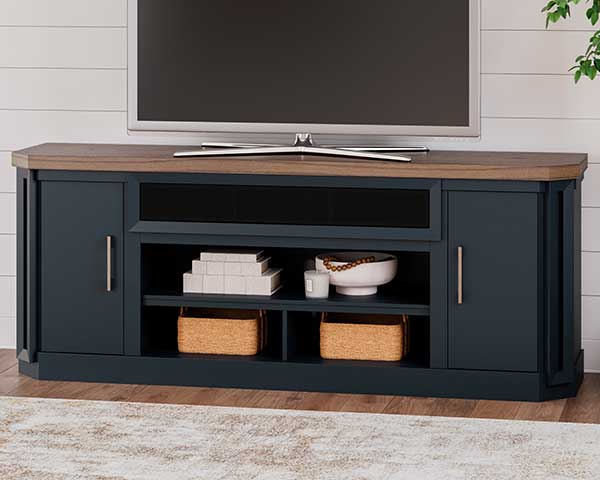 83" Wood TV Stand Brown & Blue