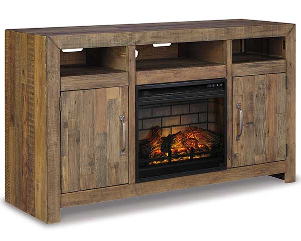 68" Electric Fireplace TV Stand Wood Brown second view