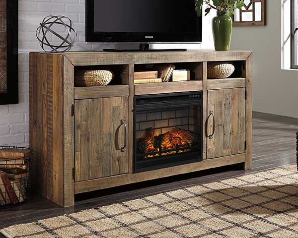 68" Electric Fireplace TV Stand Wood Brown