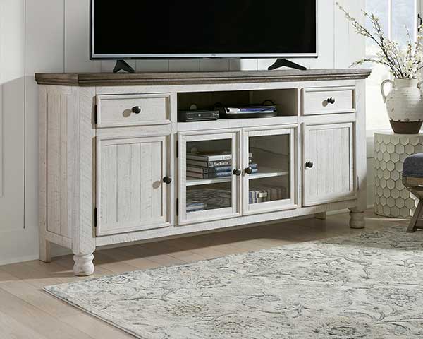 74" Wood TV Stand Two-Tone