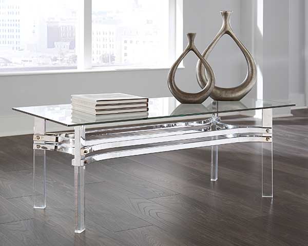 Glass & Silver Coffee Table Set