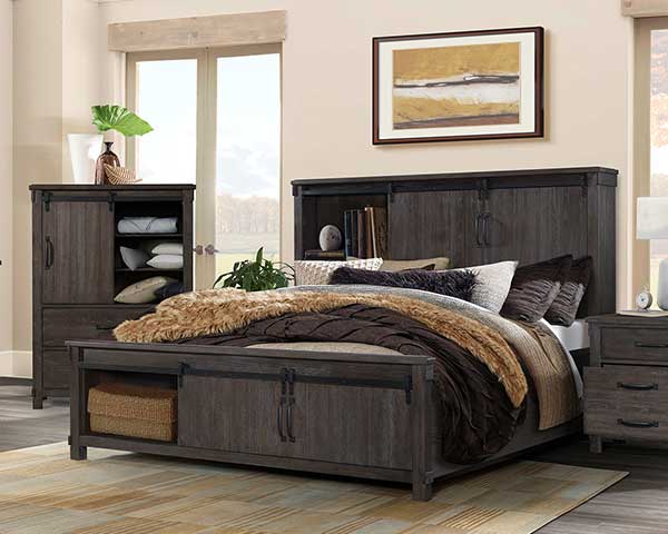 Hb-Fb-Rails Storage Bed Queen Dark Brown