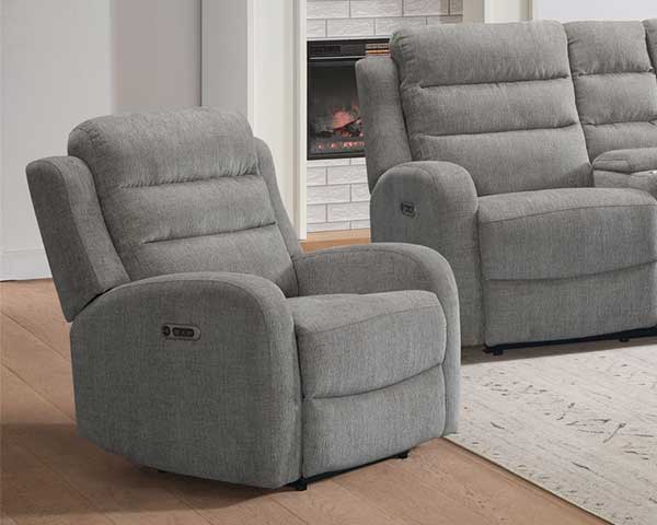 Grey Power Recliner With Power Headrest