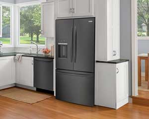 28' French Door Refrigerator Black Stainless