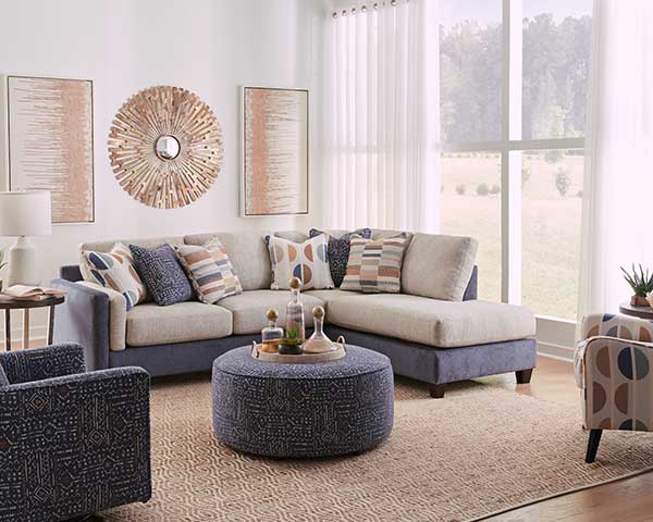 Sectional Sofa 2 Piece Herzl Denim