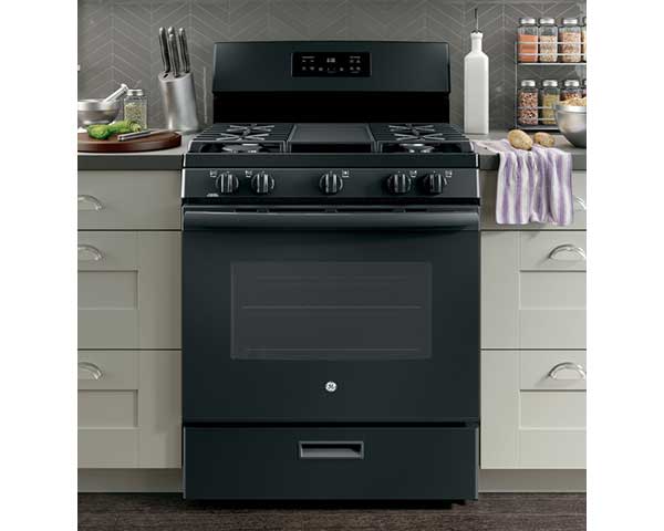 Black Gas Range With Griddle