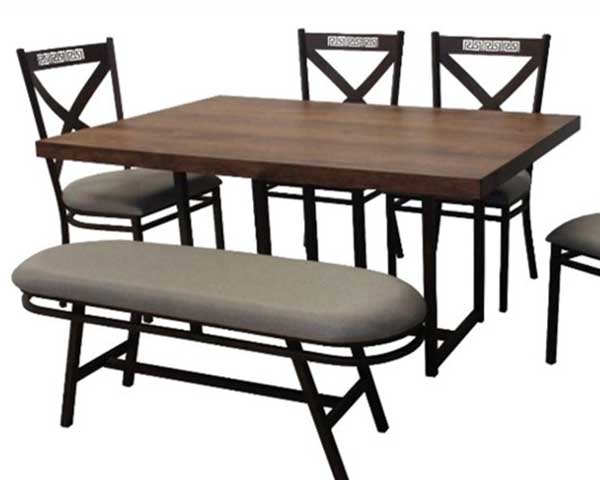 Brown Kitchen Table With 4 Chairs & Bench