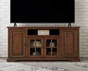 82" TV Stand Dark Brown Auburn Cherry