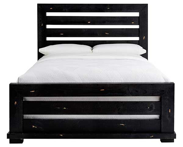 Rustic Bedroom Furniture Wood Slat Style Bed & Bedroom Set Queen Black