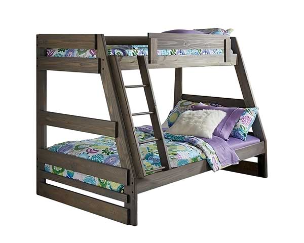 Twin Over Full Bunk Bed With Driftwood Finish second view