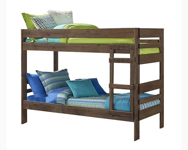 Twin Over Twin Bunk Bed With Chestnut Finish second view