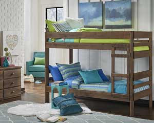 Twin Over Twin Bunk Bed With Chestnut Finish