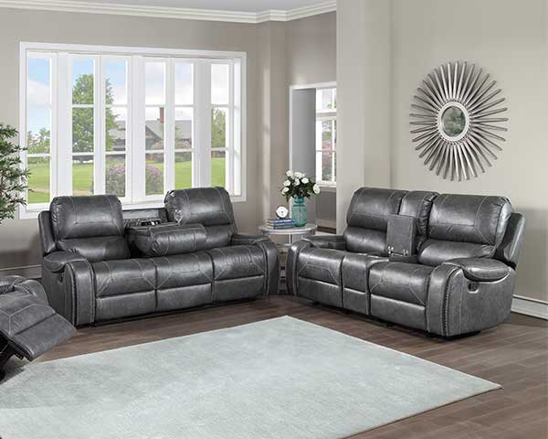 Gray Faux-Leather Sofa