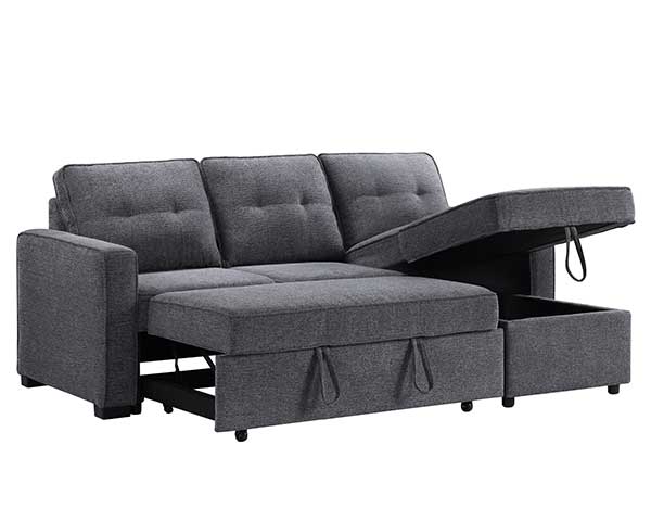 Grey Pop Up Sleeper Sofa With Chaise second view