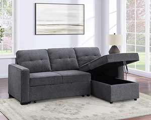 Grey Pop Up Sleeper Sofa With Chaise