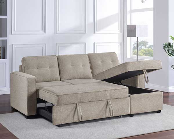 Brown Pop Up Sleeper Sofa With Chaise second view