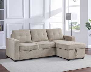 Brown Pop Up Sleeper Sofa With Chaise